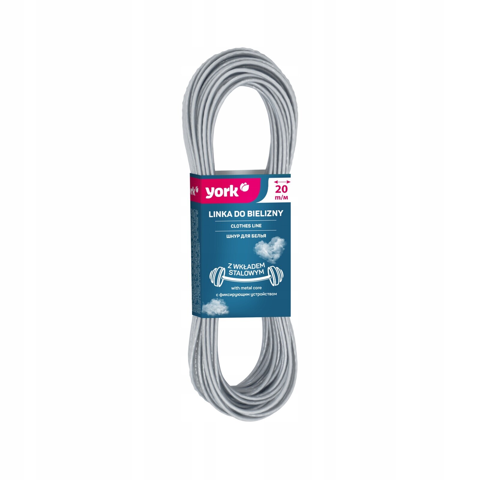 Zahradní šňůra na prádlo 20 m, šňůra s ocelovou vložkou 4079 WRK-074