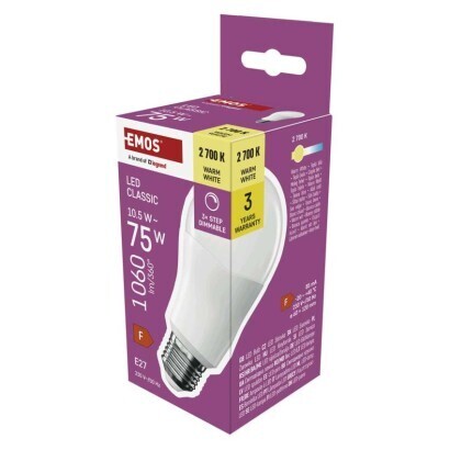 EMOS LED žárovka Classic A60 / E27 / 10,5 W (75 W) / 1 060 l