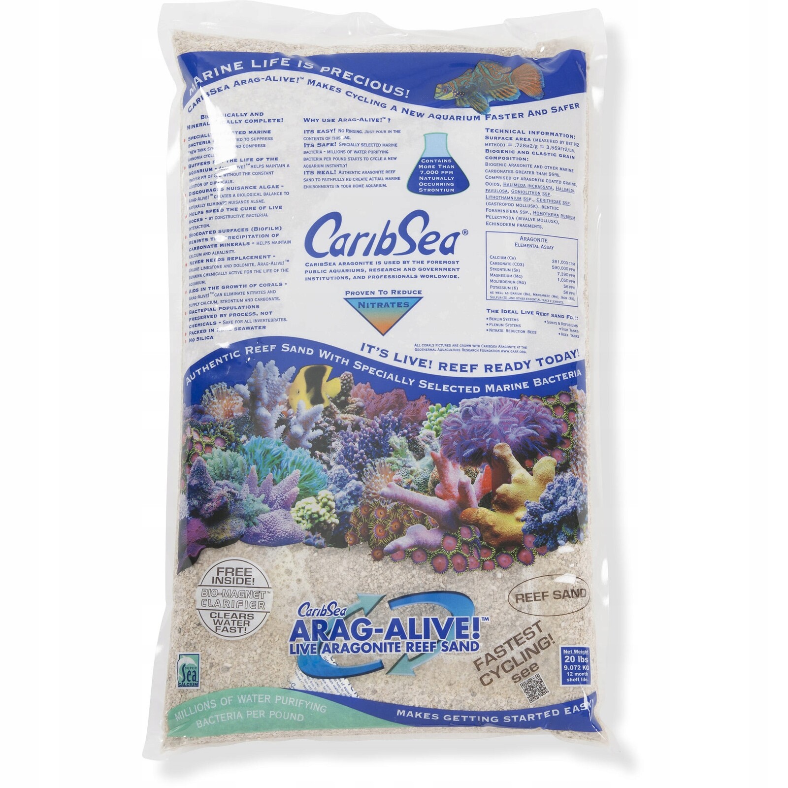 CaribSea Arag-Alive Special Grade Reef Sand 9,07 kg Živý písek do akvária