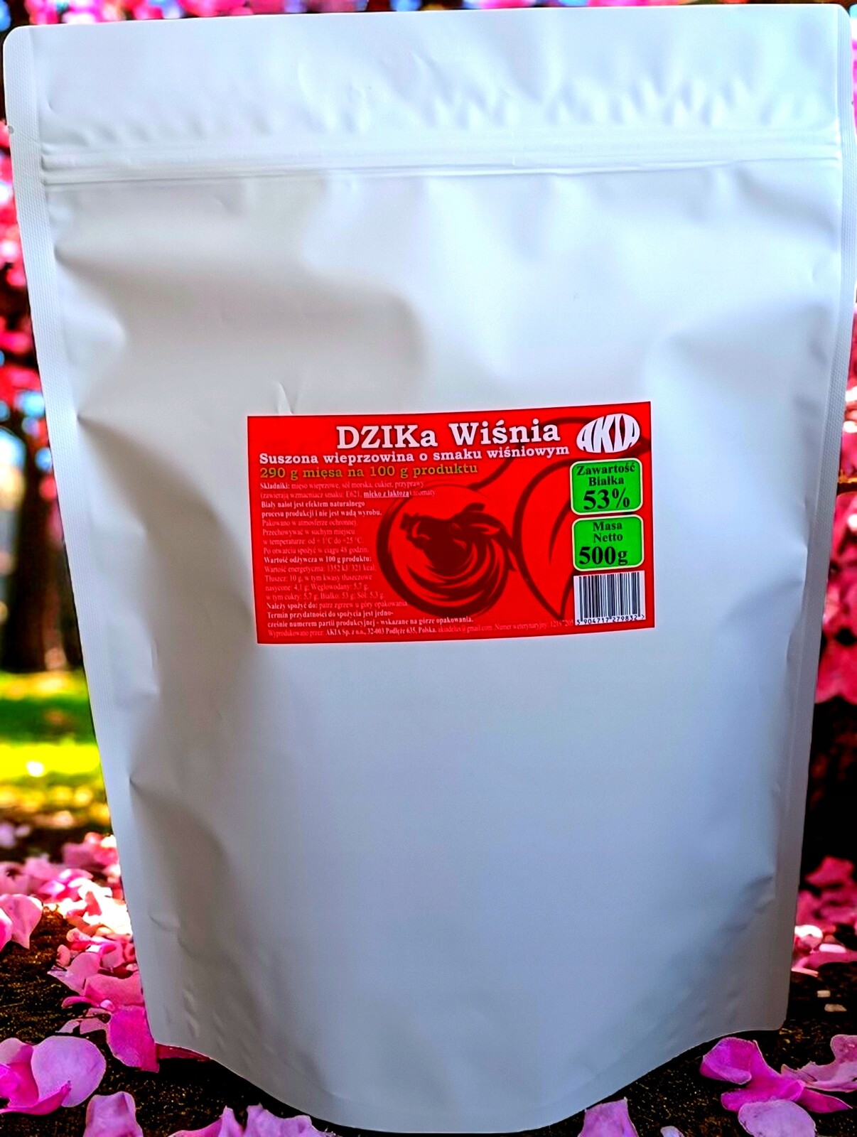 Akia Jerky, Sušené vepřové maso, vepřové maso s třešňovou příchutí 500 g