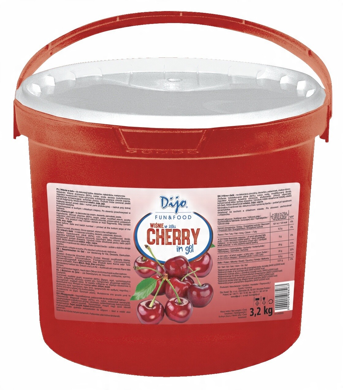 Ovoce Třešně v gelu 3,2 kg Fruželina na vafle a dezerty s příchutí Třešně