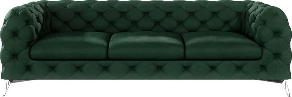 Tmavě zelená sametová pohovka 243 cm Chelsea – Ropez