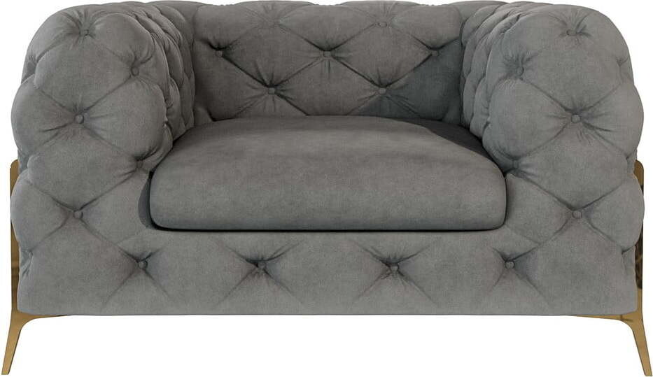 Šedé sametové křeslo Chelsea Bis – Ropez