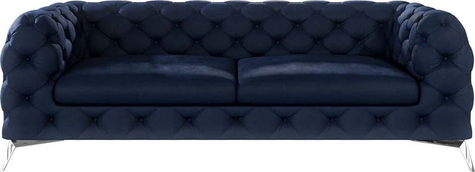 Tmavě modrá sametová pohovka 225 cm Chelsea – Ropez