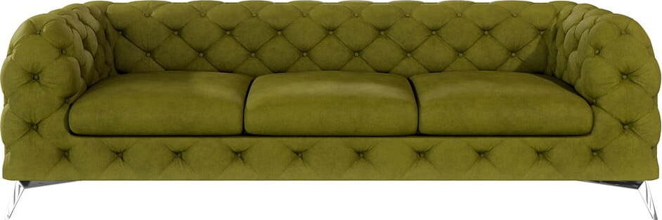 Zelená sametová pohovka 243 cm Chelsea – Ropez