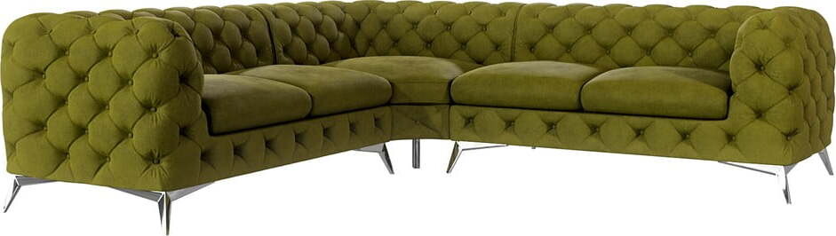 Zelená sametová rohová pohovka Chelsea – Ropez