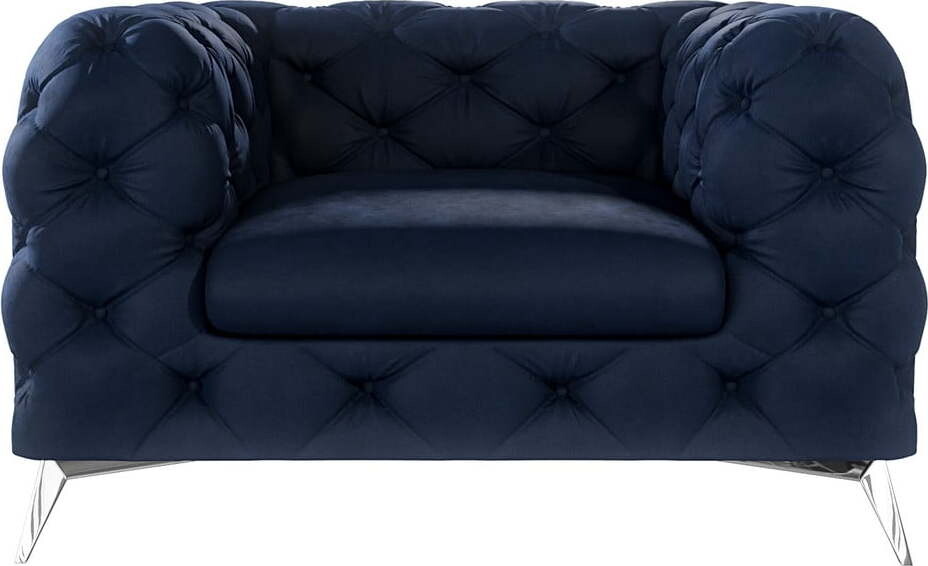 Tmavě modré sametové křeslo Chelsea – Ropez