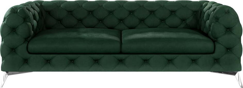 Tmavě zelená sametová pohovka 225 cm Chelsea – Ropez