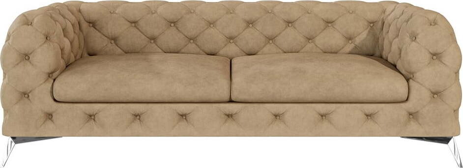 Světle hnědá sametová pohovka 225 cm Chelsea – Ropez