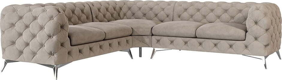 Šedobéžová sametová rohová pohovka Chelsea – Ropez
