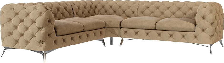 Světle hnědá sametová rohová pohovka Chelsea – Ropez