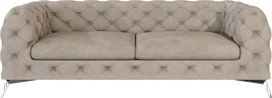 Šedobéžová sametová pohovka 225 cm Chelsea – Ropez