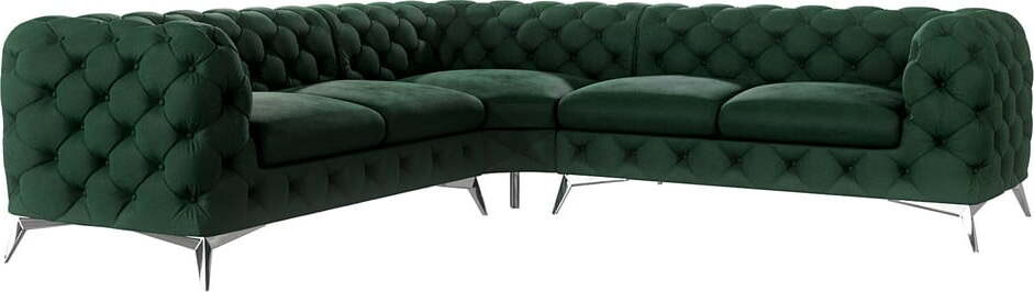 Tmavě zelená sametová rohová pohovka Chelsea – Ropez