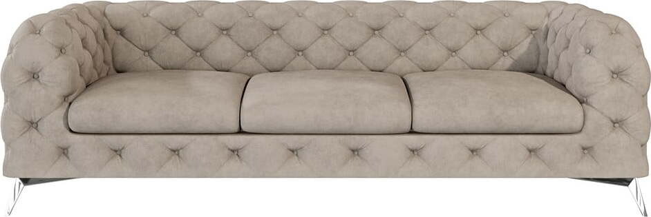 Šedobéžová sametová pohovka 243 cm Chelsea – Ropez