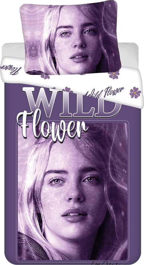 Fialové bavlněné dětské povlečení na jednolůžko 200x140 cm Billie Eilish – Jerry Fabrics
