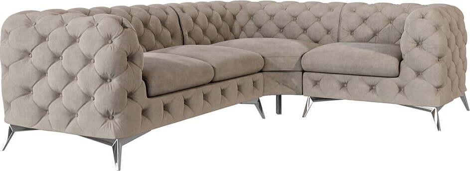 Šedobéžová sametová rohová pohovka (pravý roh/do L) Chelsea – Ropez
