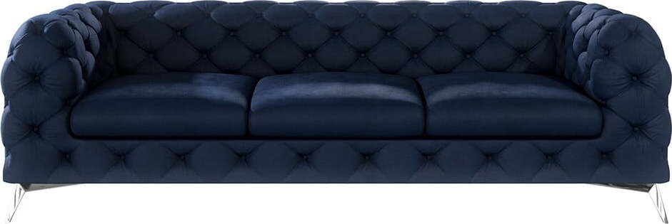 Tmavě modrá sametová pohovka 243 cm Chelsea – Ropez