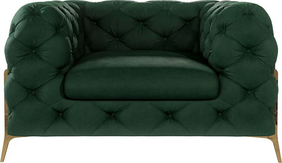 Tmavě zelené sametové křeslo Chelsea Bis – Ropez