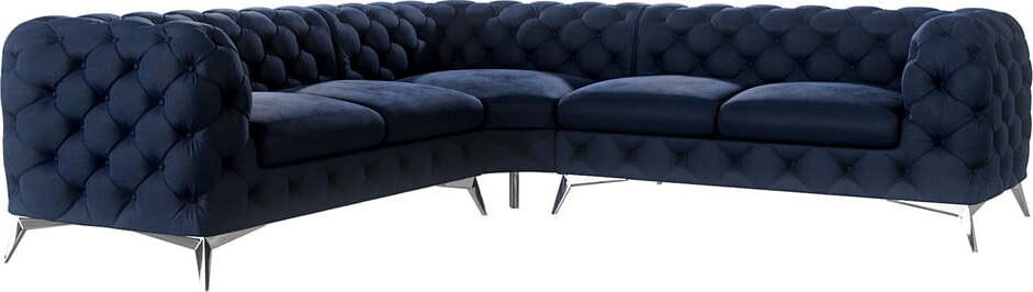 Tmavě modrá sametová rohová pohovka Chelsea – Ropez