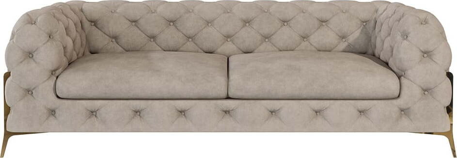 Šedobéžová sametová pohovka 225 cm Chelsea Bis – Ropez