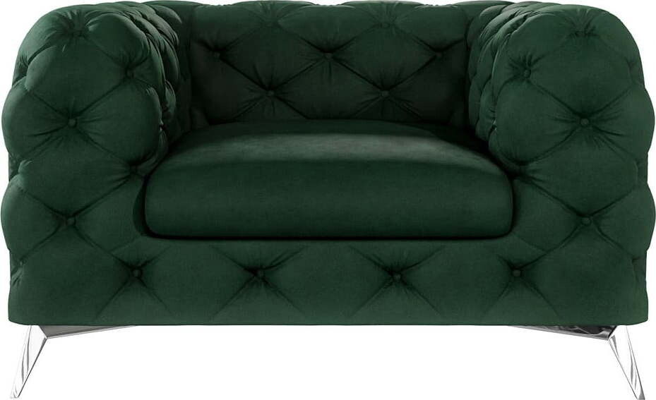 Tmavě zelené sametové křeslo Chelsea – Ropez