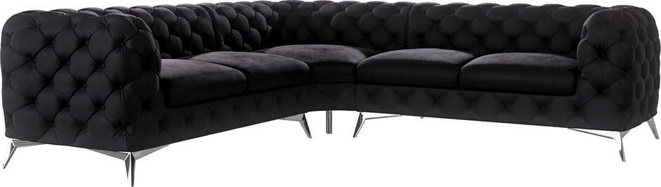 Černá sametová rohová pohovka Chelsea – Ropez