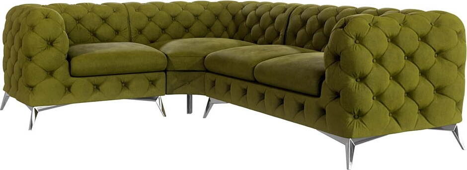Zelená sametová rohová pohovka (levý roh/do L) Chelsea – Ropez