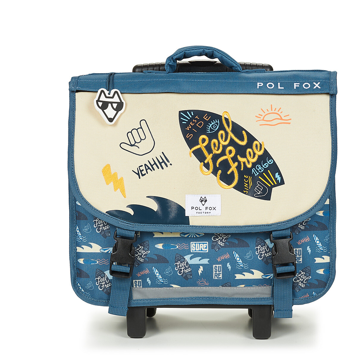 Pol Fox  CARTABLE TROLLEY 38 CM A ROULETTES  Modrá