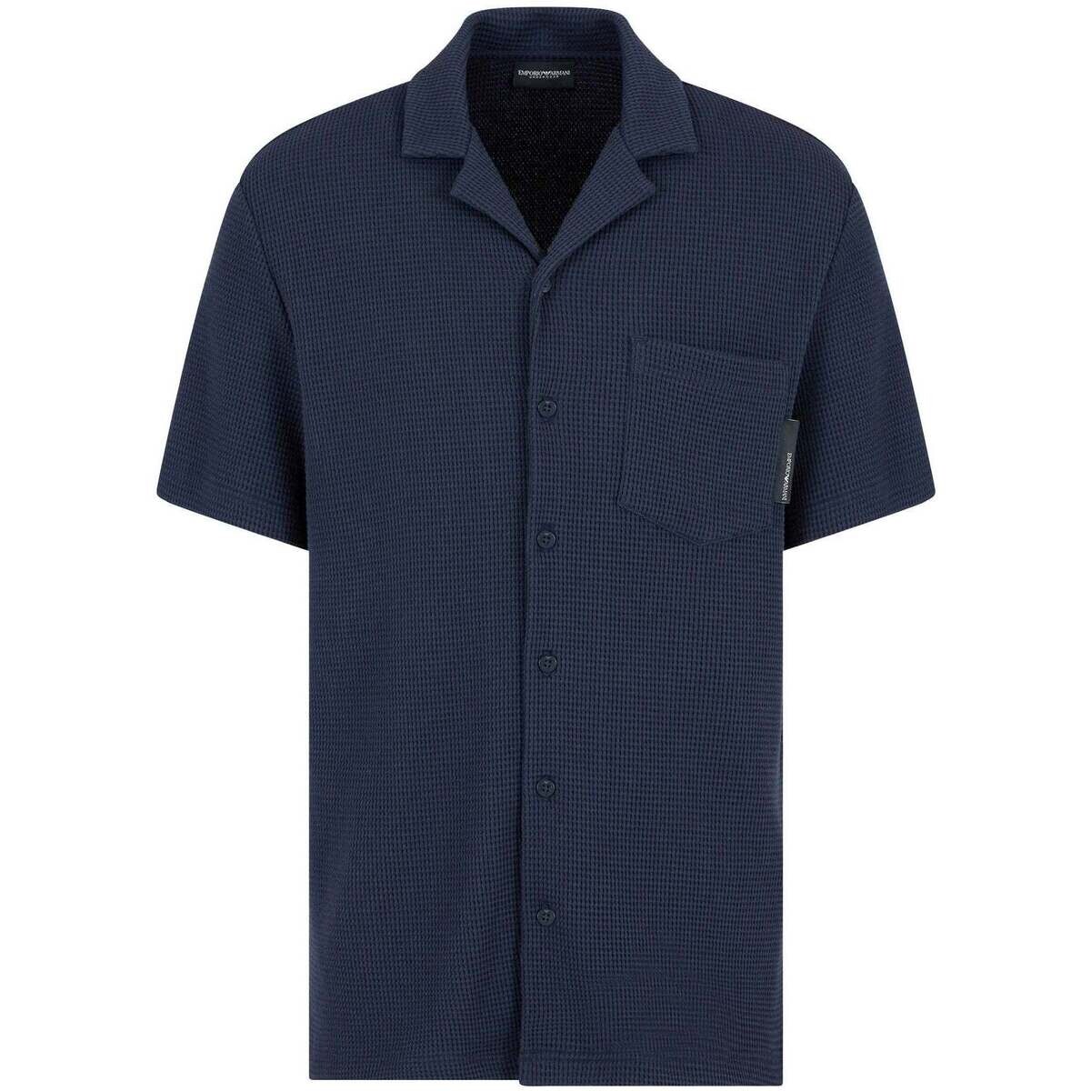 Emporio Armani  Waffle Jersey Lounge Shirt Navy Blue  Modrá