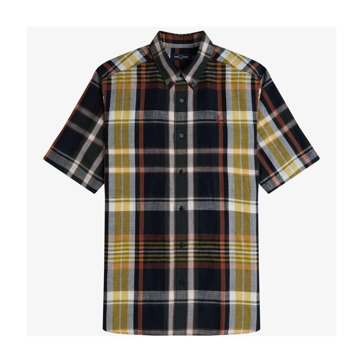 Fred Perry  MADRAS CHECK SHORT SLEEVE S  Modrá