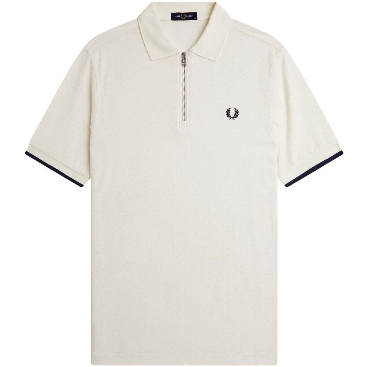 Fred Perry  CREPE PIQUE ZIP NECK  Béžová