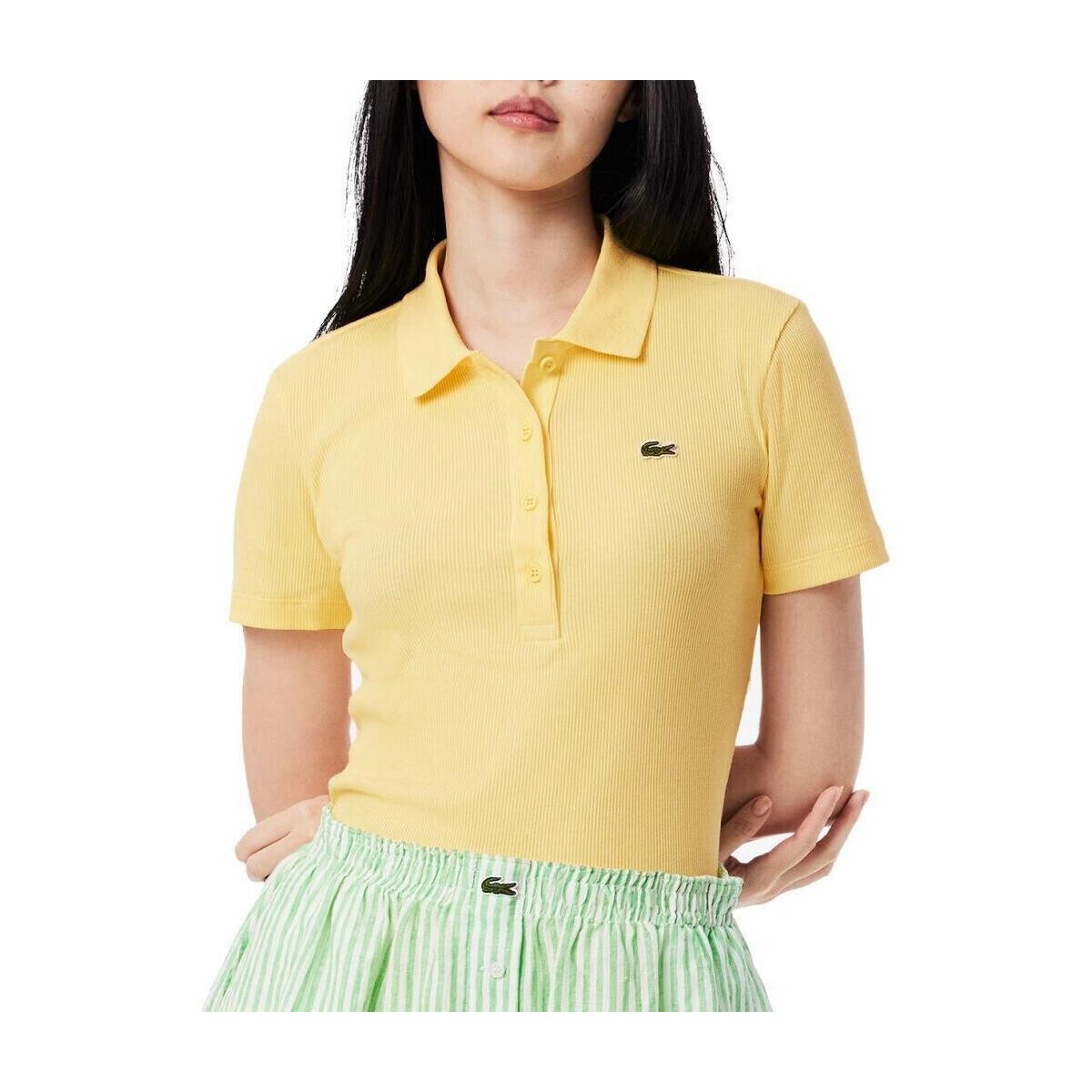 Lacoste  RIBBED COLLAR SHIRT  Žlutá
