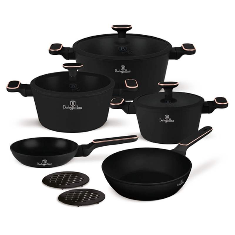 BERLINGERHAUS Sada nádobí s titanovým povrchem 10 ks Black Rose Collction BH-8362