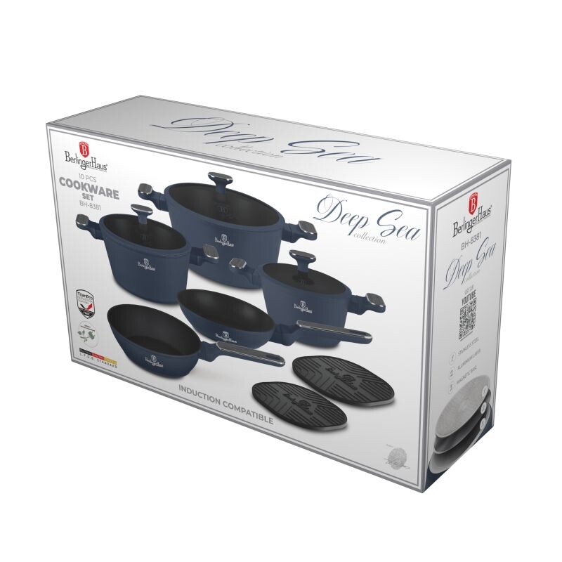 BERLINGERHAUS Sada nádobí s titanovým povrchem 10 ks Deep Sea Collection BH-8381