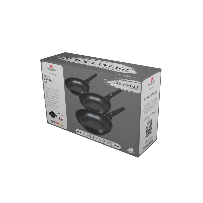 BERLINGERHAUS Sada pánví s titanovým povrchem 3 ks Black Vantage Collection BH-8230
