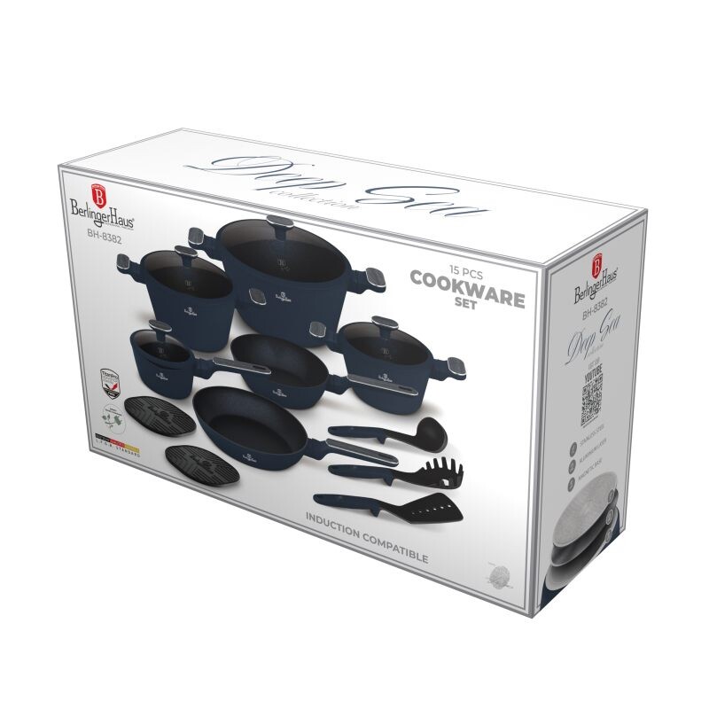 BERLINGERHAUS Sada nádobí s titanovým povrchem 15 ks Deep Sea Collection BH-8382