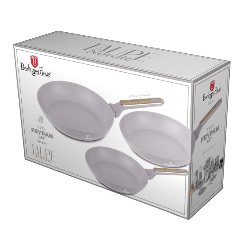 BERLINGERHAUS Sada pánví s titanovým povrchem 3 ks Taupe Nordic Collection BH-8341