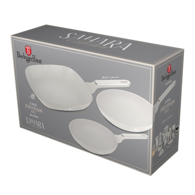 BERLINGERHAUS Sada pánví s titanovým povrchem 3 ks Sahara Marble Collection BH-8399