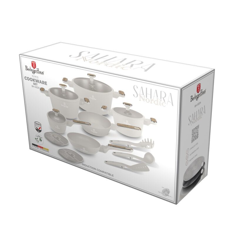 BERLINGERHAUS Sada nádobí s titanovým povrchem 15 ks Sahara Nordic Collection BH-8325