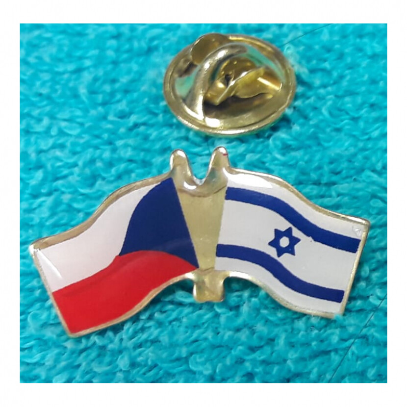 Odznak (pins) vlajka Česká republika+Izrael - barevný