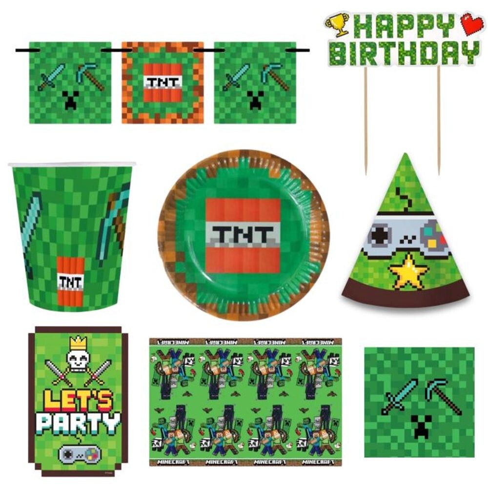 Dětská narozeninová sada Minecraft - 10 osob - VYPRODEJ