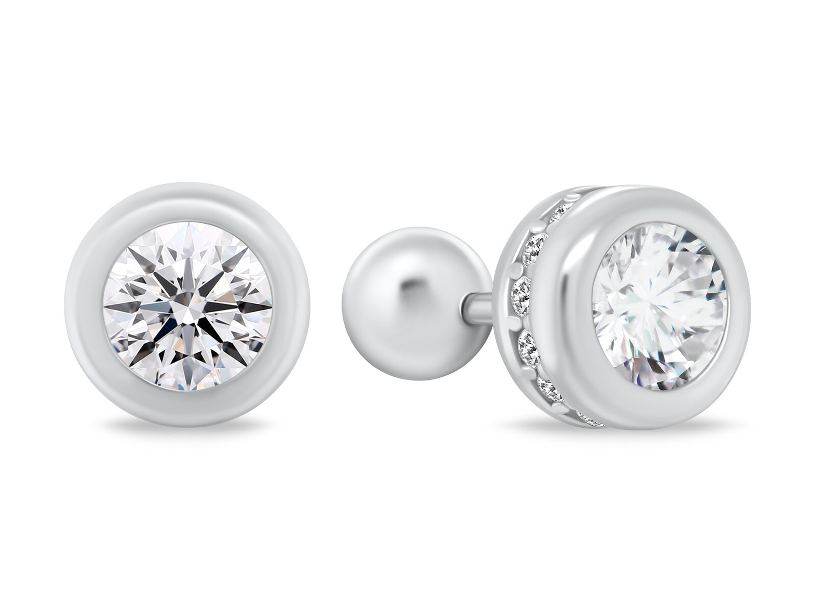 Brilio Silver Stříbrné náušnice s čirými zirkony EA17 0,7 cm