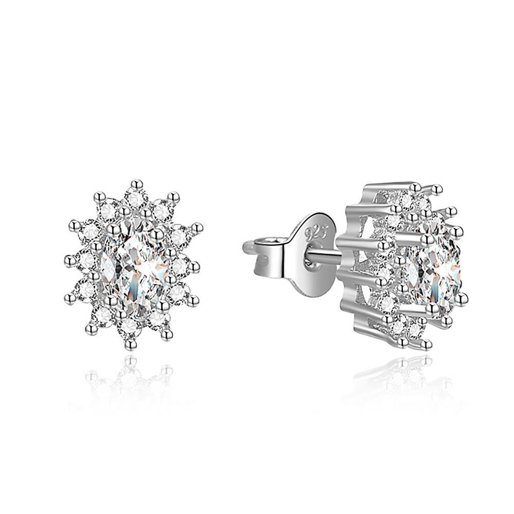 MOISS Třpytivé stříbrné náušnice se zirkony E0003331
