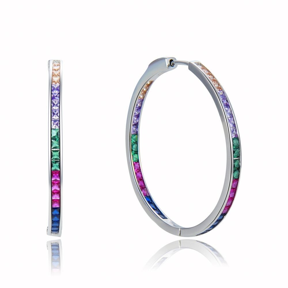MOISS Hravé stříbrné náušnice kruhy s barevnými zirkony E0001878