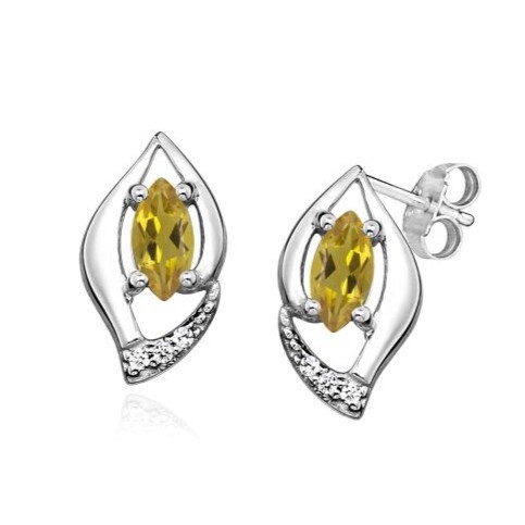 MOISS Módní stříbrné náušnice s citrínem a zirkony EG000034