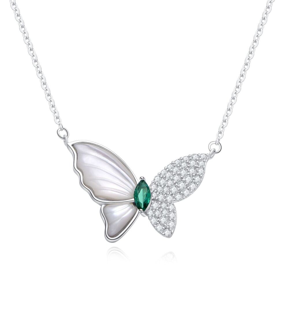 MOISS Překrásný stříbrný náhrdelník Motýl ETERNITY N0000958
