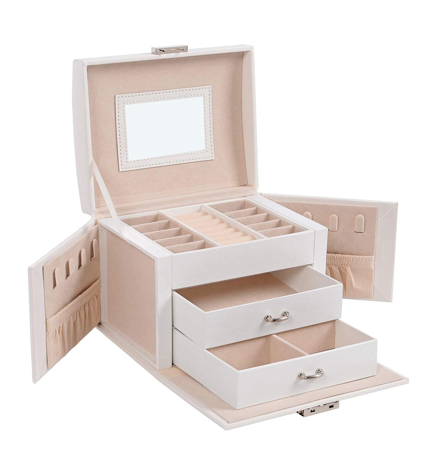 Troli Bílá šperkovnice se zrcátkem