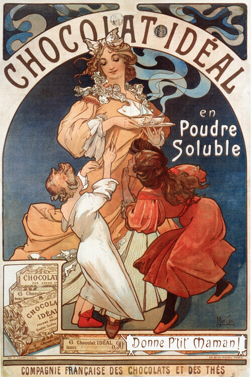 Alfons Mucha Obrazová reprodukce Chocolate Ideal, Alfons Mucha, 26.7 × 40 cm