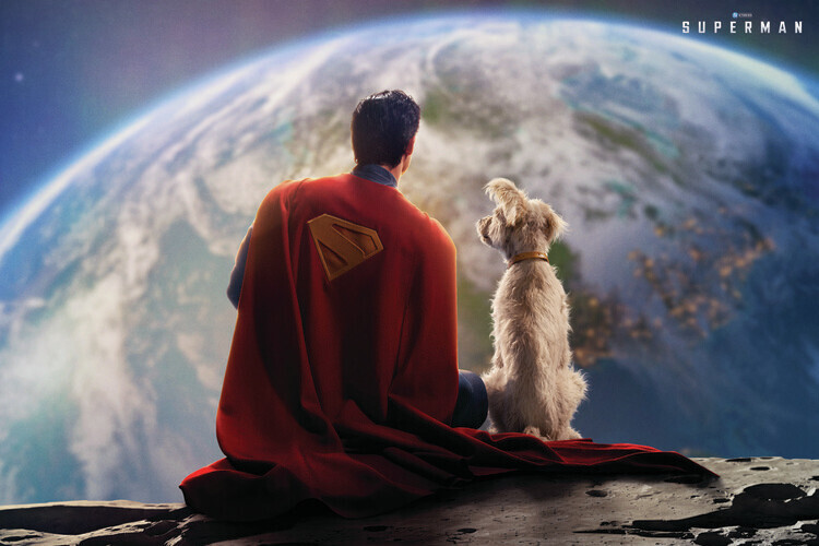 Europosters Umělecký tisk Superman 2025 - Superman and Krypto on the Moon, 40 × 26.7 cm