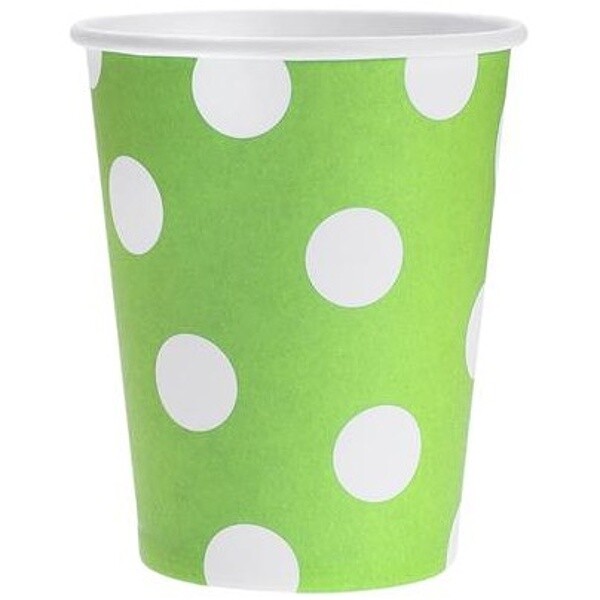 Kelímky zelené s bílými puntíky 270 ml 6 ks